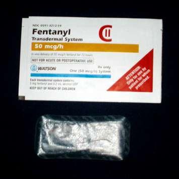 A fentanyl patch. (Photo courtesy of commons.wikimedia.org.)
