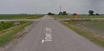Streetview looking north on Town Line Road approaching Pain Court Line. (Photo courtesy of Google Maps)