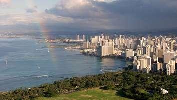 View of Waikiki and Honolulu, Oahu, Hawaii. Photo by Cristo Vlahos via Wikipedia.