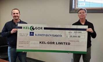 Kel-Gor donates $25,000 to Bluewater Health Foundation COVID-19 Fund  April 1, 2020. Photo courtesy of Bluewater Health Foundation.